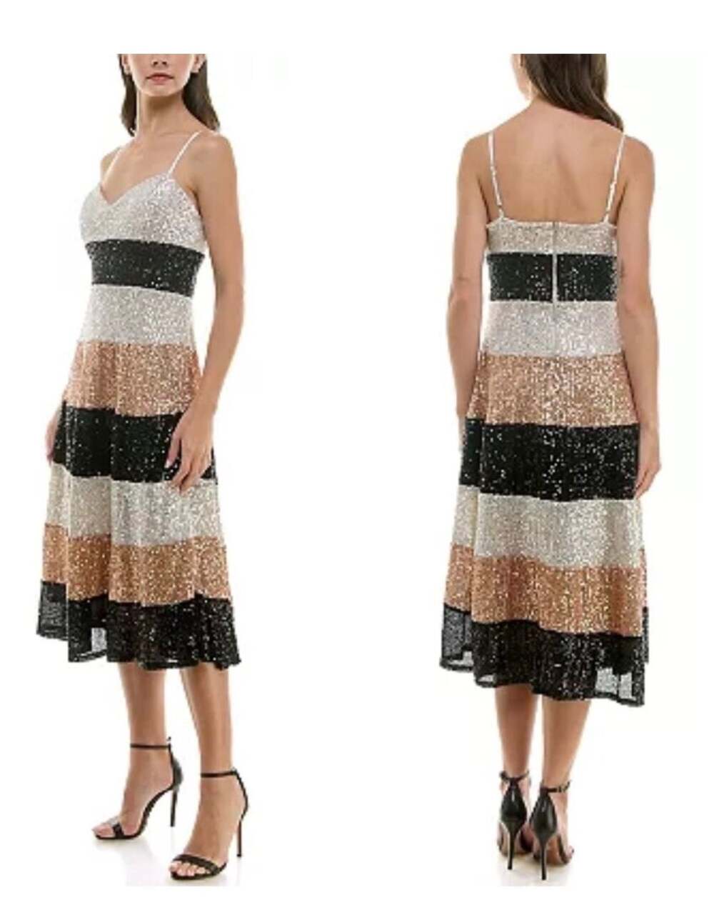 Maison Tara Women's Color Blocked Sequin Midi Dress size 12 #54